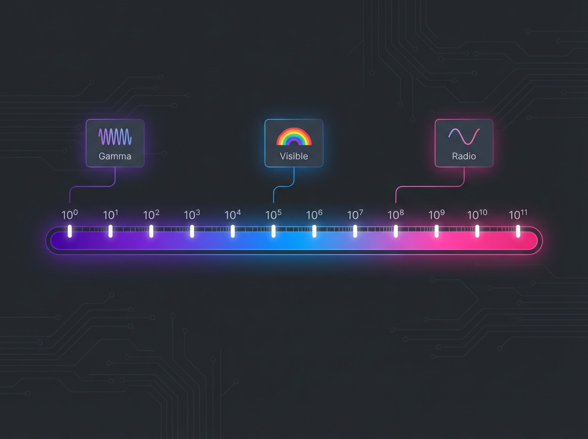 A stylized representation of the D3.js logarithmic spectrum bar, illustrating the core visualization challenge discussed in the text.