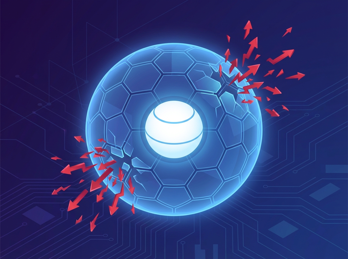 A visual metaphor for security architecture, showing a protective barrier filtering out malicious inputs.