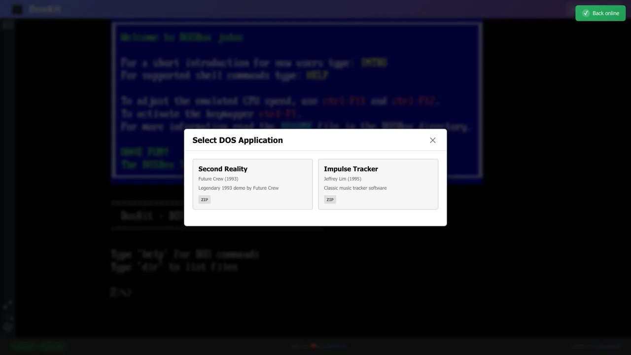 Screenshot of DosKit